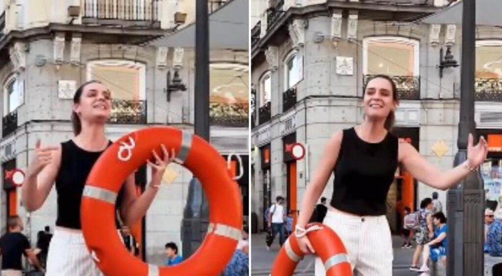 Evangelista prega com boia nas ruas da Espanha: “Jesus é seu salva-vidas”