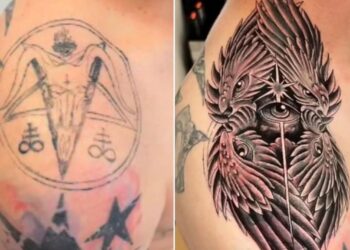 Tatuador cristão transforma tatoo de ex-satanista: “Substituiu a marca do diabo”